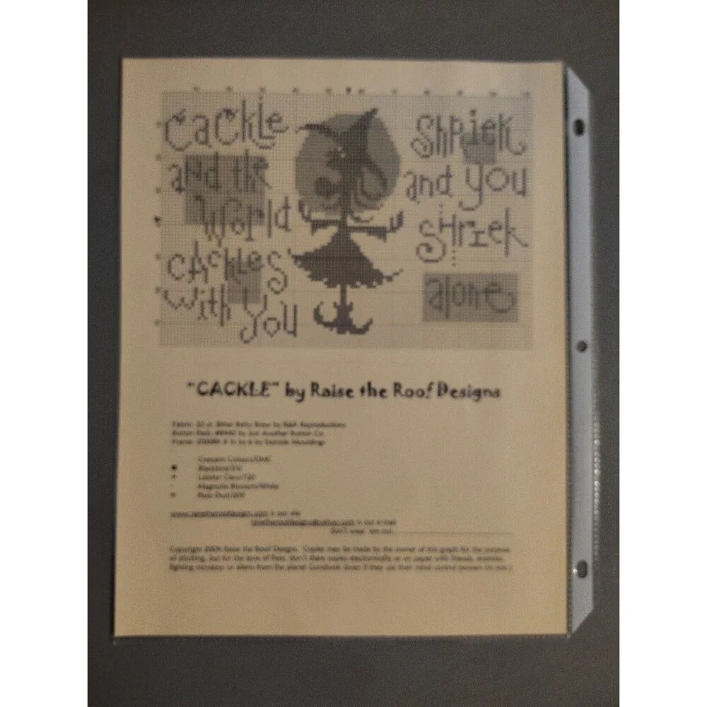 Cackle Raise The Roof Designs Cross Stitch Pattern Chart Halloween Primitive...